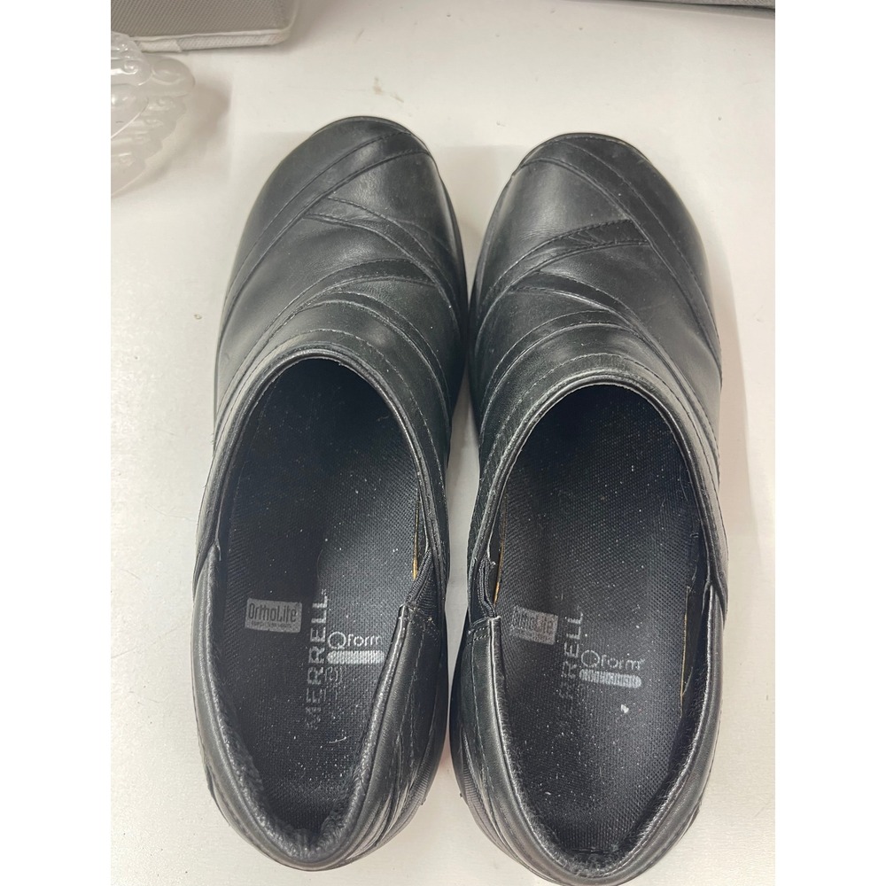 Merrell Encore Q-Form Black Leather Slip On Clogs Shoes J86590 Womens 8